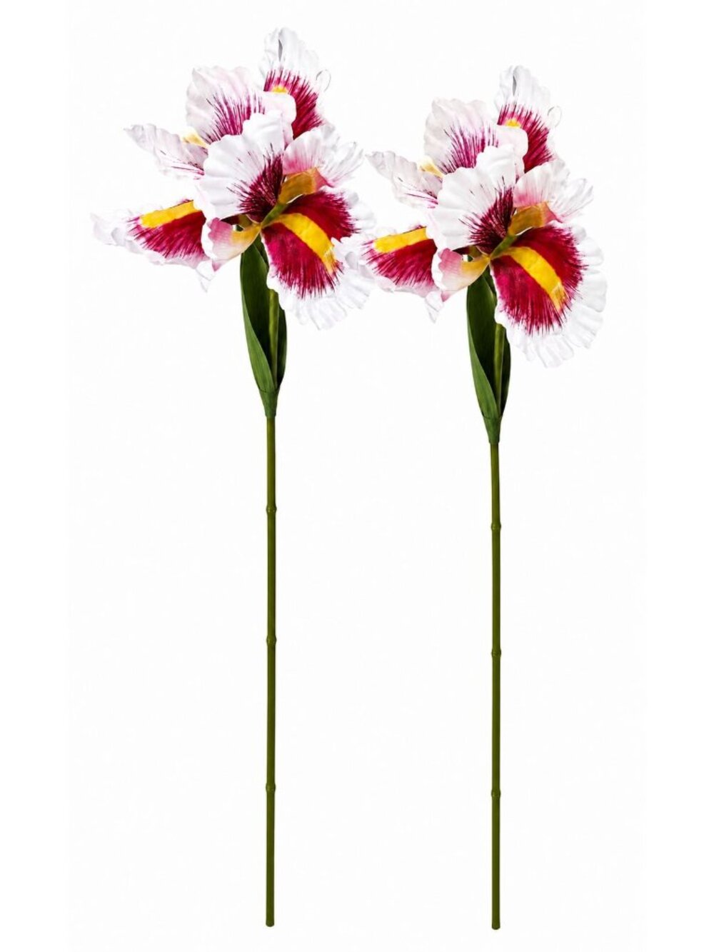 Faux Iris Flower Stems White Pink Yellow Floral Stems Artificial Flowers Cottage